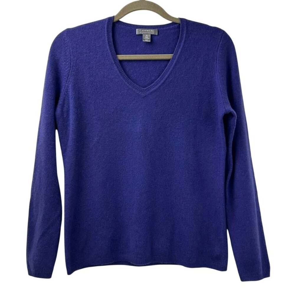 Charter Club Women's M 2-Ply 100% Cashmere Sweater V-Neck Purple